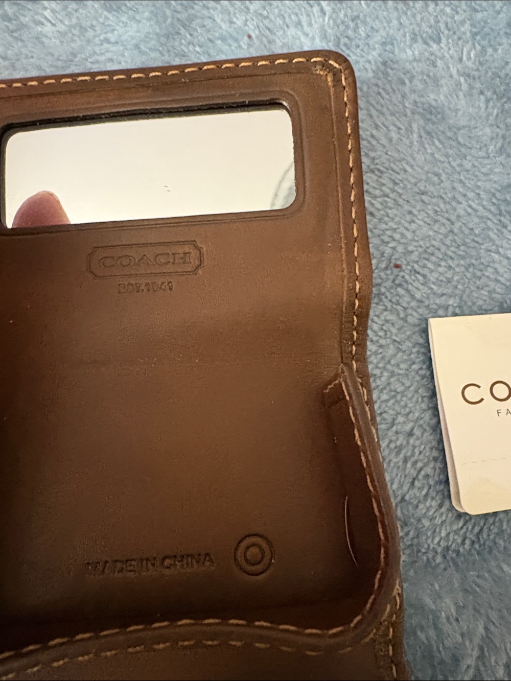 Coach Brown Signature Canvas Contact Lens Case with Leather Trim - Picture 5 of 10